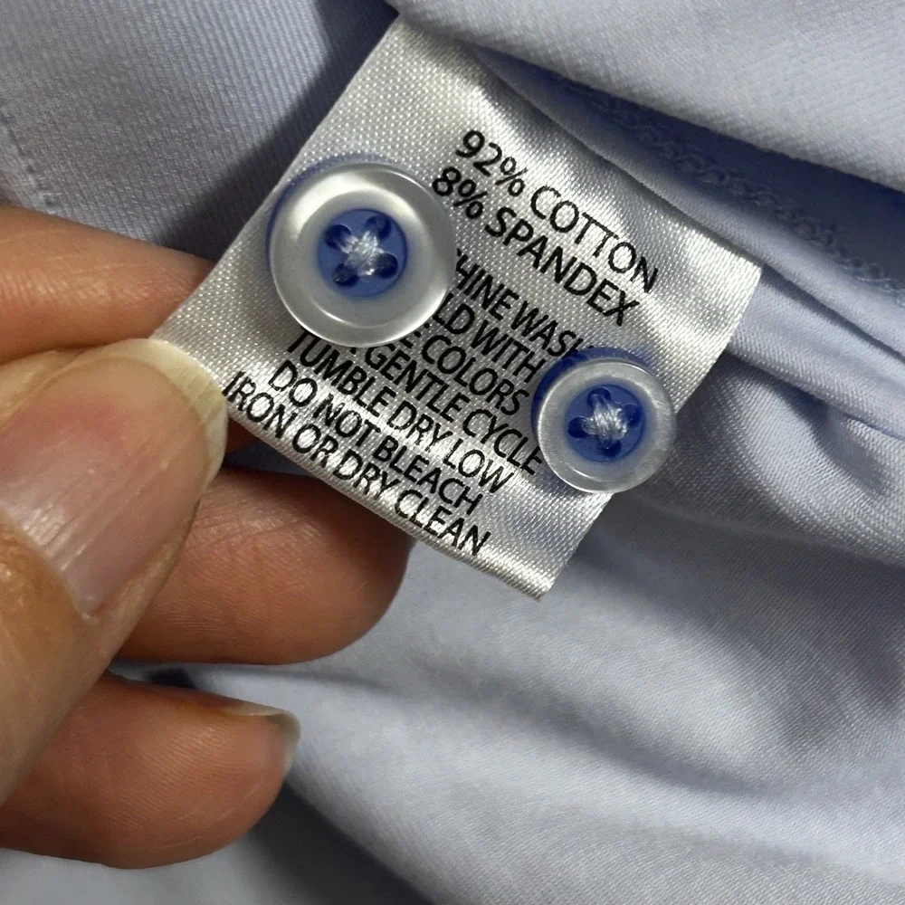 Dstrct & Row Men's Size Large Slim Blue Dress Shirt Long Sleeve Button Up - Picture 7 of 7